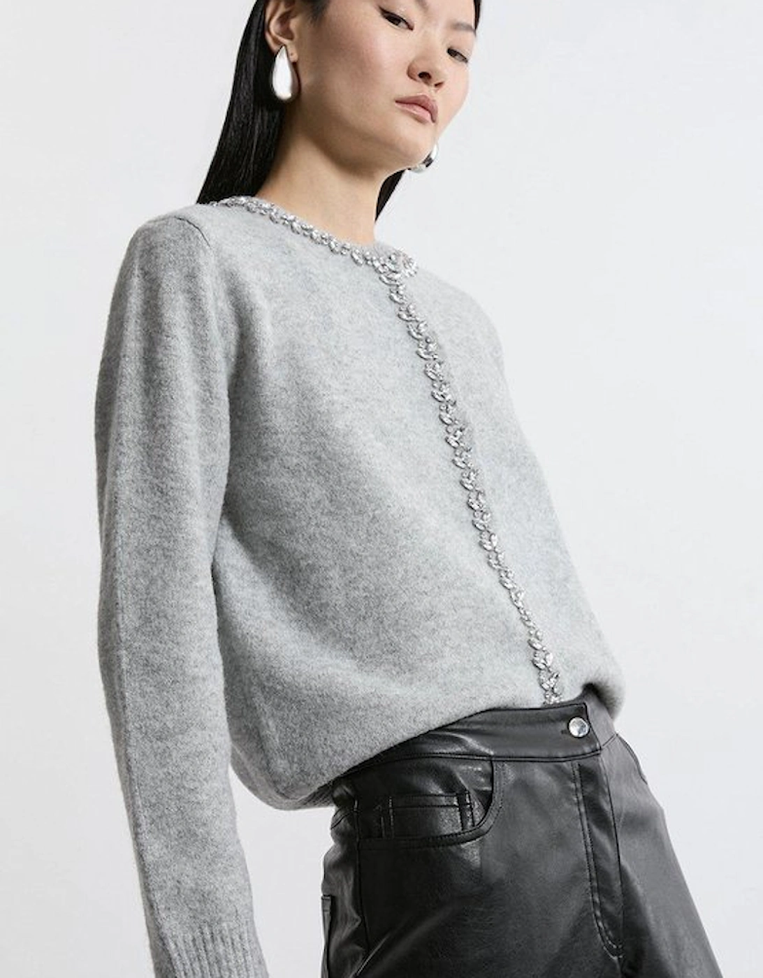 Embellished Trim Cosy Knit Cardigan, 5 of 4