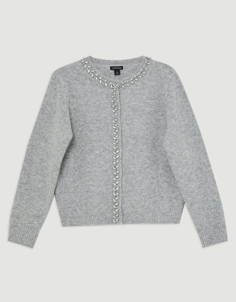 Embellished Trim Cosy Knit Cardigan
