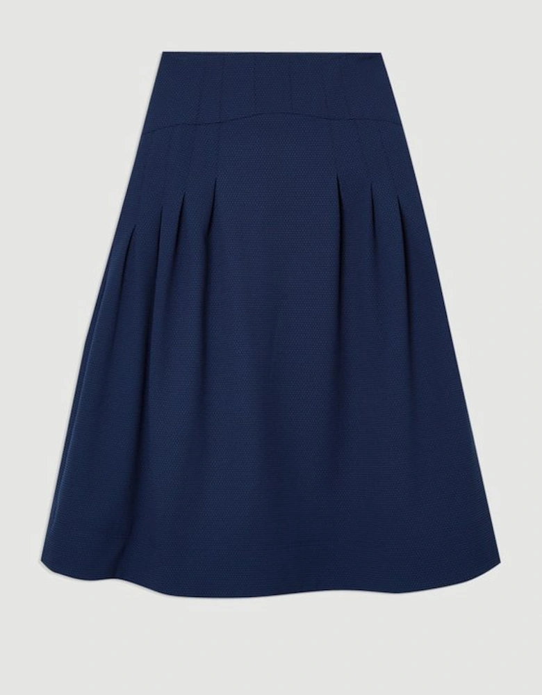 Tailored Textured Full Midi Skirt