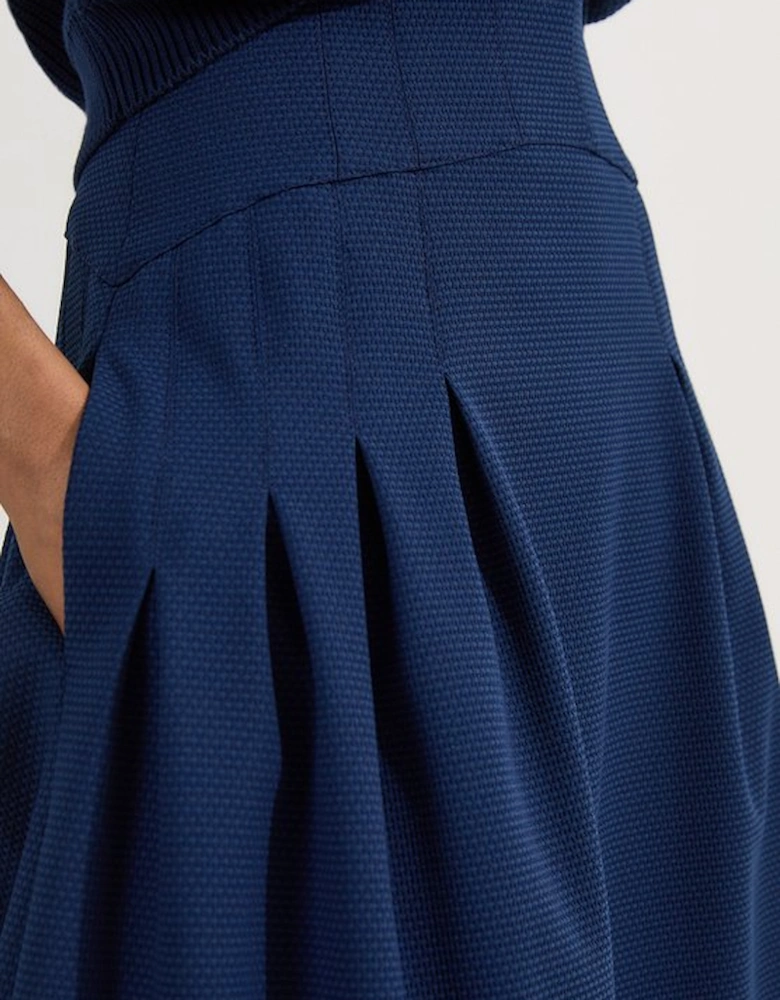 Tailored Textured Full Midi Skirt