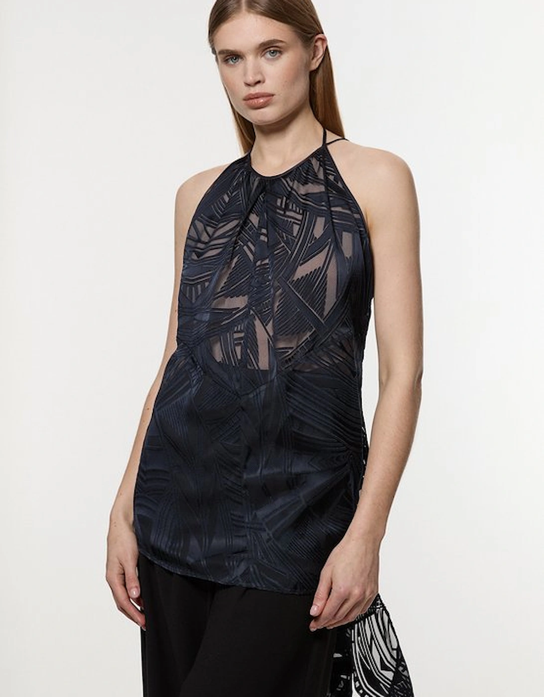Amelia Graham Burnout Halter Neck Asymmetric Tunic, 5 of 4
