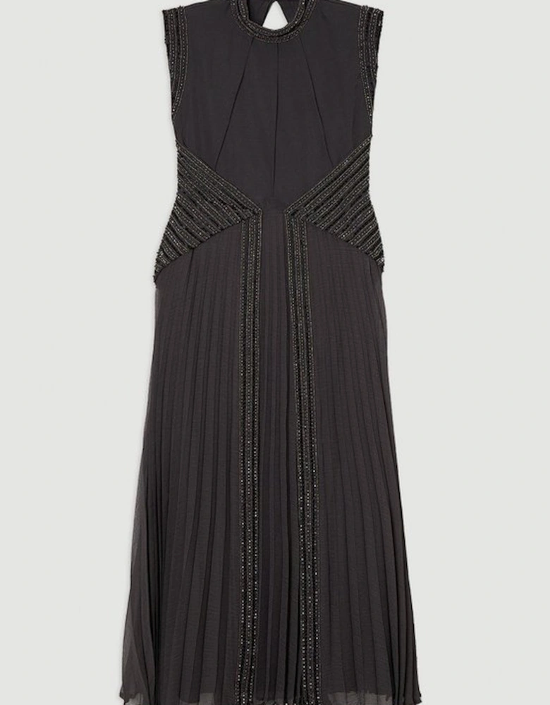 Embellished Beaded Woven Maxi Dress