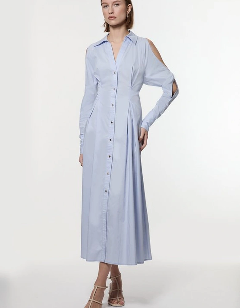 Petite Cotton Poplin Woven Shirt Dress With Chain Detail