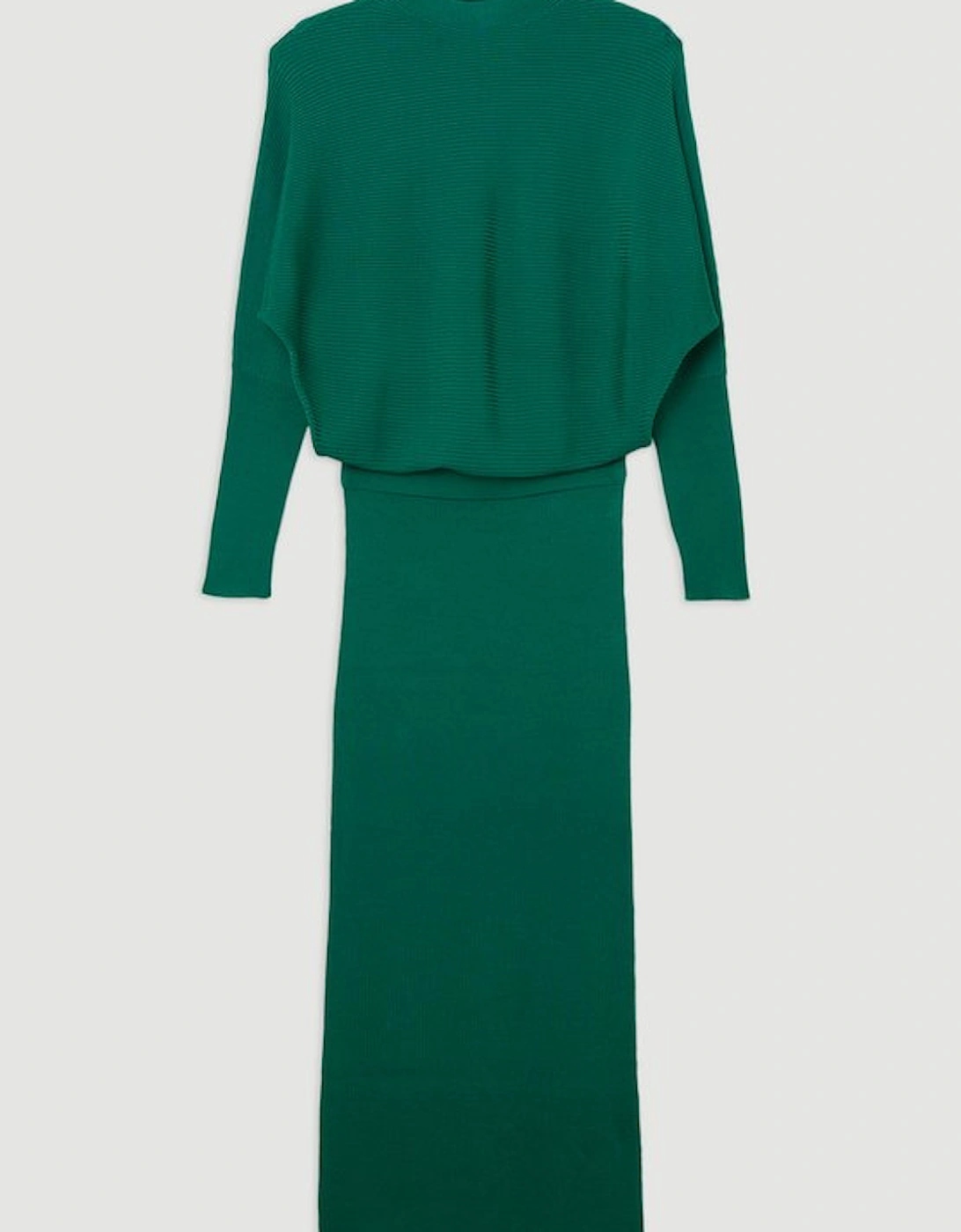 Slinky Drape Knit Bat Wing Pencil Midi Dress