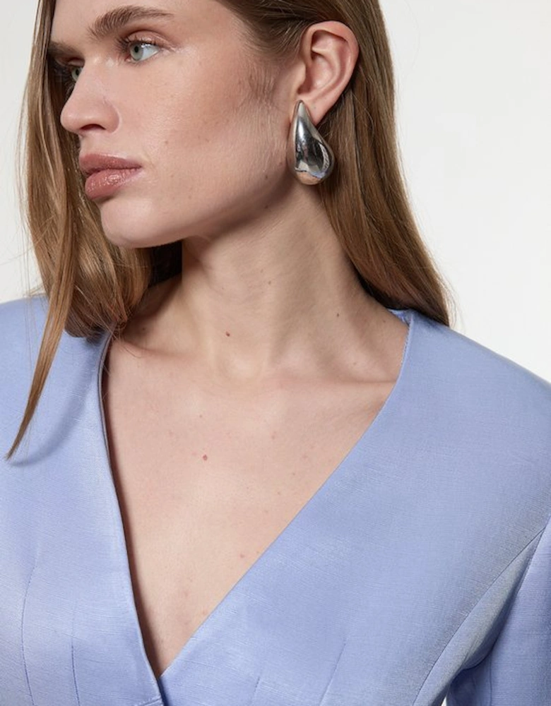 Premium Viscose Linen Tailored Darted Single Breasted Jacket