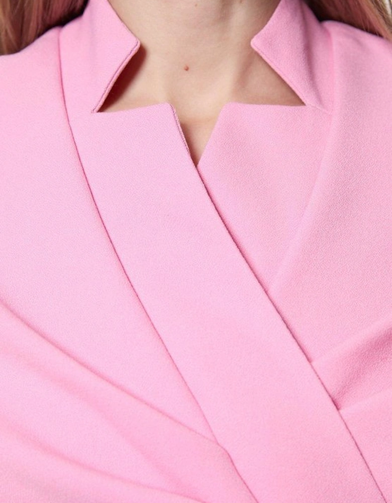 Structured Crepe Cape Detail Full Skirted Tailored Midi Dress
