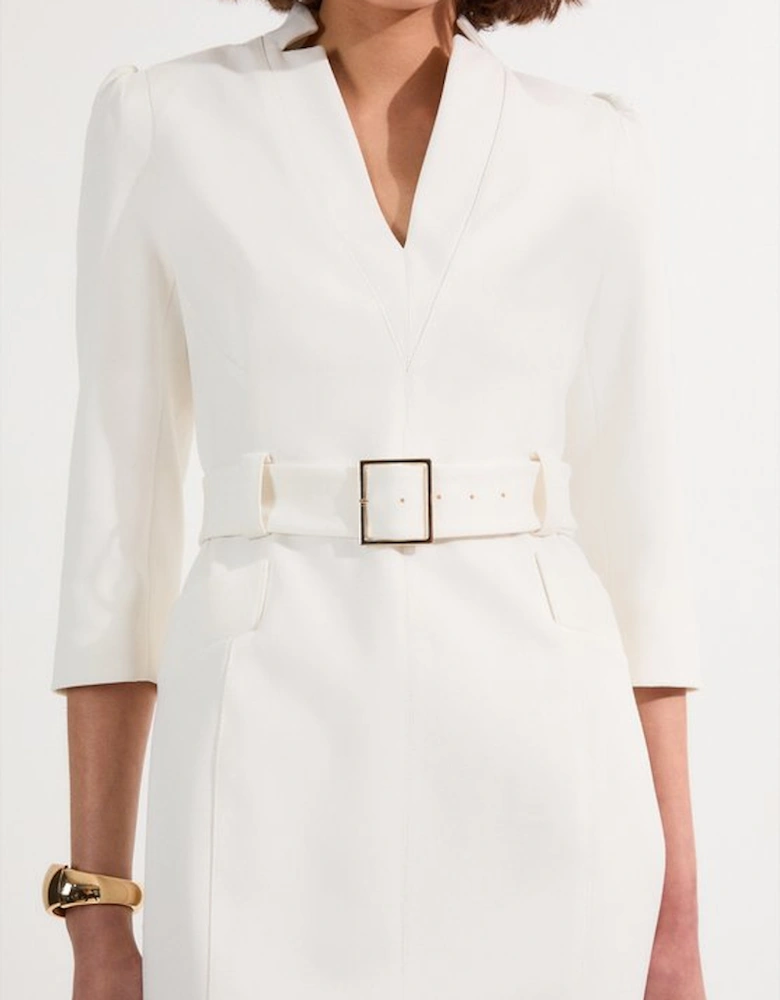 Structured Crepe Belted Forever Midi Dress