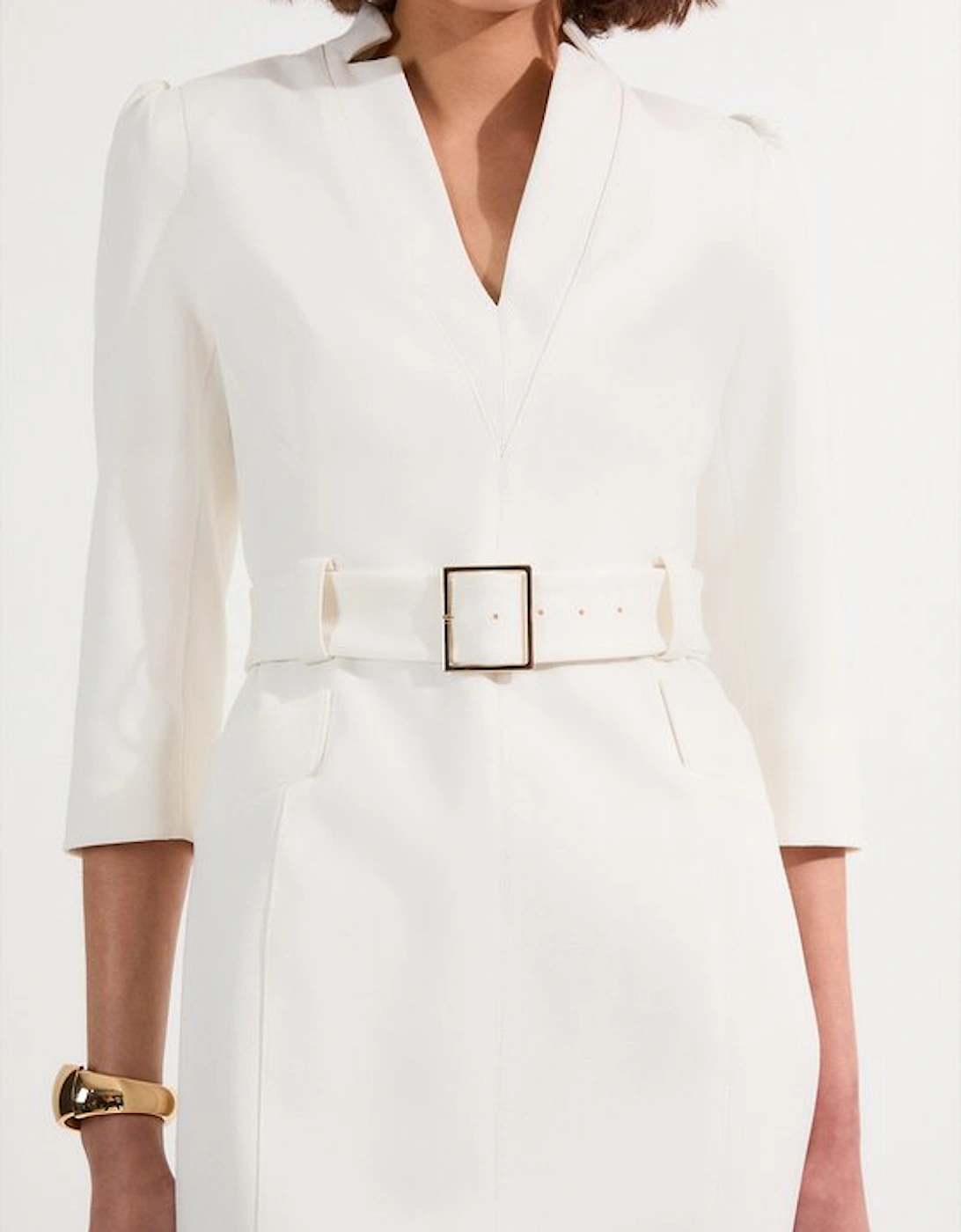 Structured Crepe Belted Forever Midi Dress