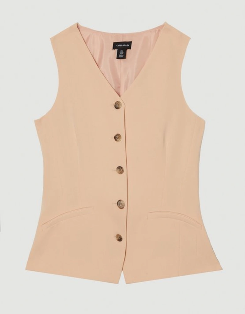 Polished Viscose Tailored Longline Waistcoat