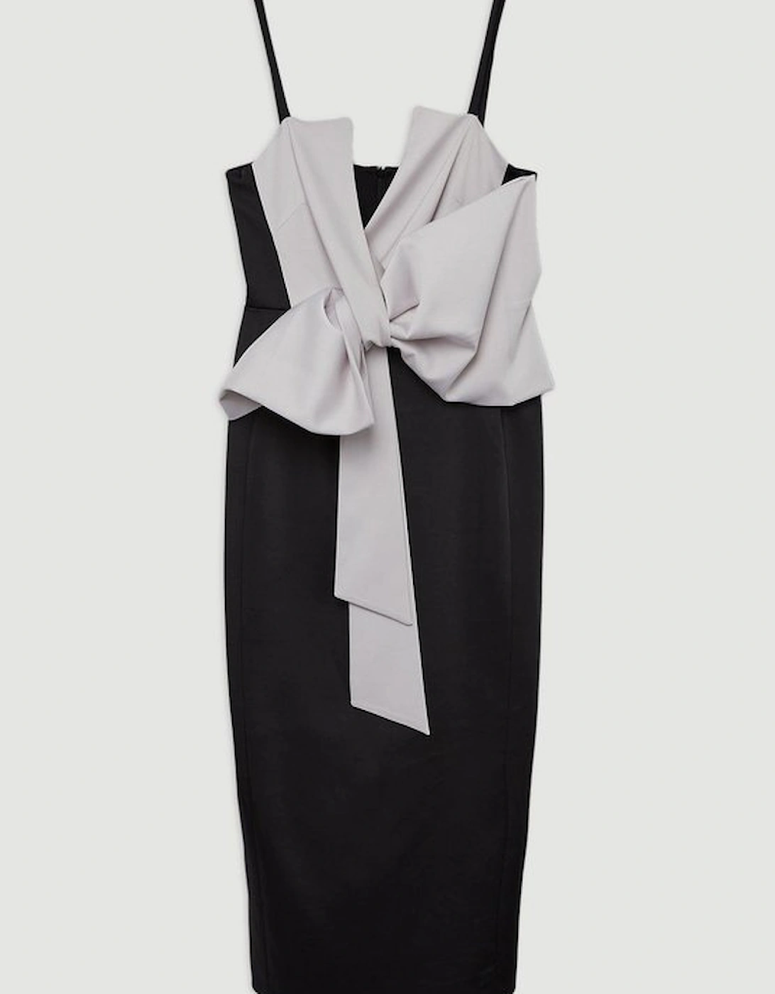 Tailored Satin Bow Detail Midi Dress