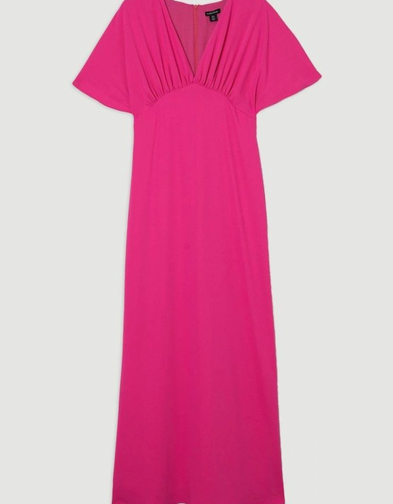 Soft Tailored Waterfall Sleeve Maxi Dress