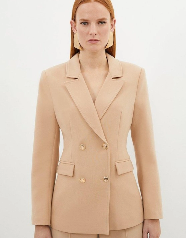 Compact Stretch Essential Tailored Doubled Breasted Blazer