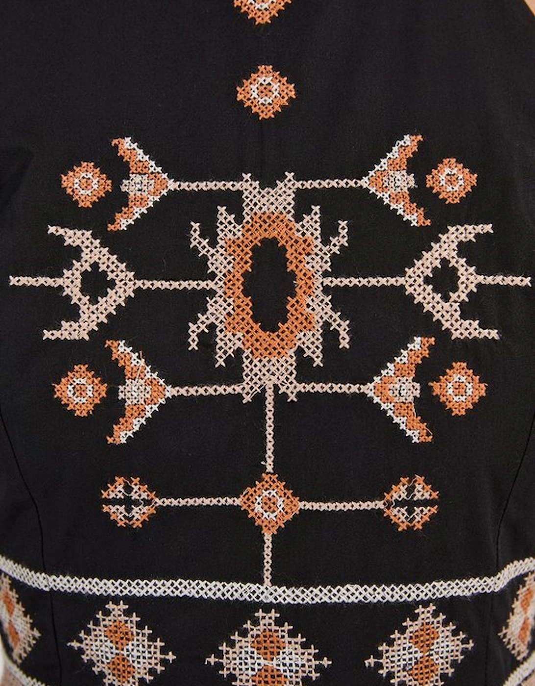 Tall Cotton Embroidered Woven Halter Maxi Dress