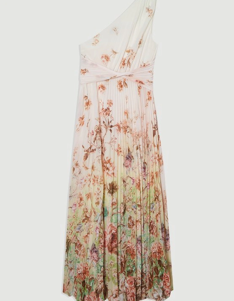 Tall Floral Pleated Crinkle Cut Out Woven Maxi Dress