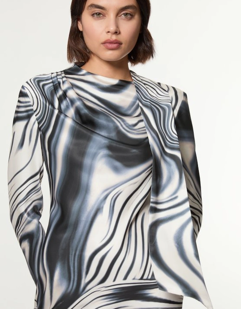 Petite Graduated Stripe Viscose Satin Bias Midi Dress