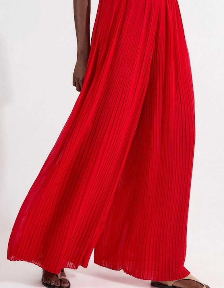 Pleated Woven Wide Leg Trousers