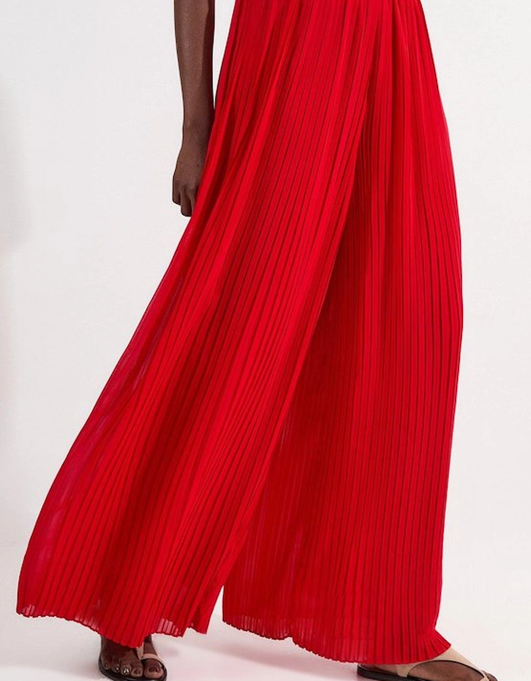 Pleated Woven Wide Leg Trousers