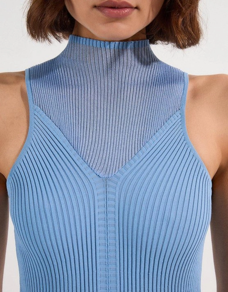 Sheer Yolk Knitted Midi Dress