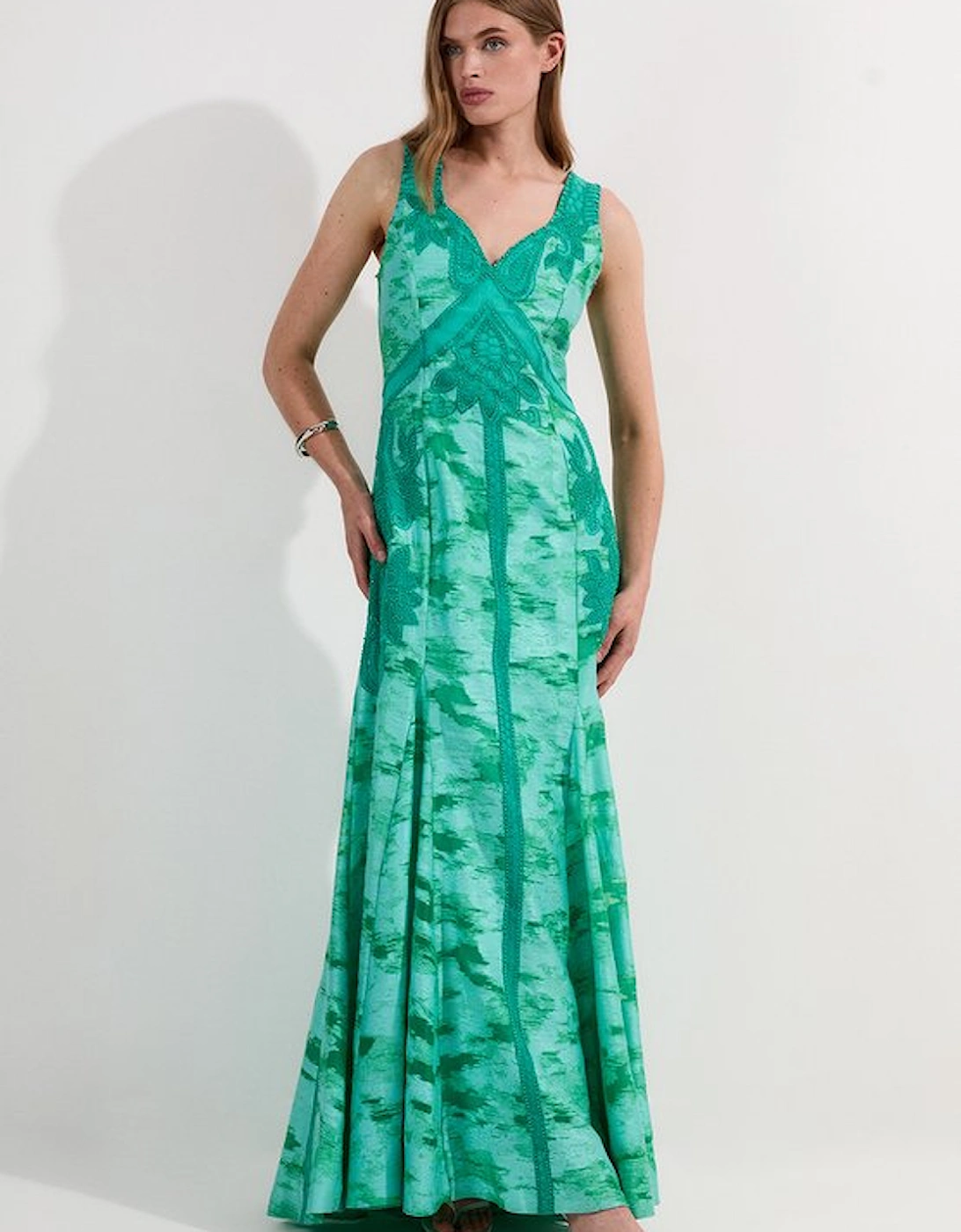 Burnout Embellished And Beaded Open Back Woven Maxi Dress, 5 of 4