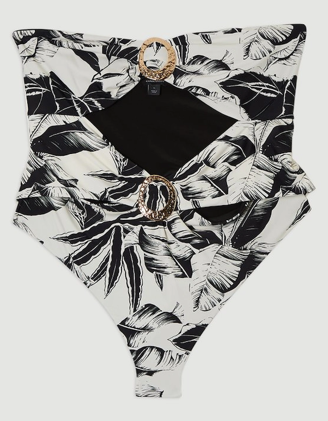 Plus Size Slinky Palm Print Cut Out Swimsuit