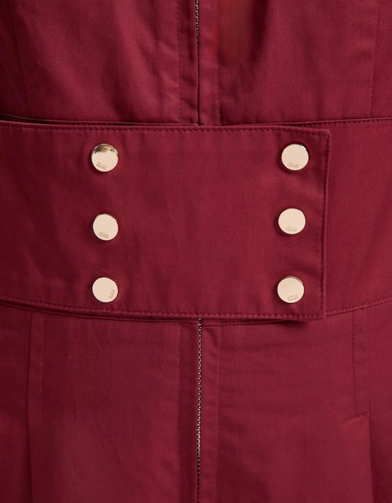 Cotton & Faux Leather Tab Utility Jumpsuit