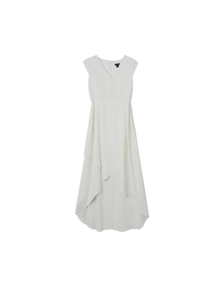 Petite Compact Stretch Viscose Drape Tailored Midi Dress