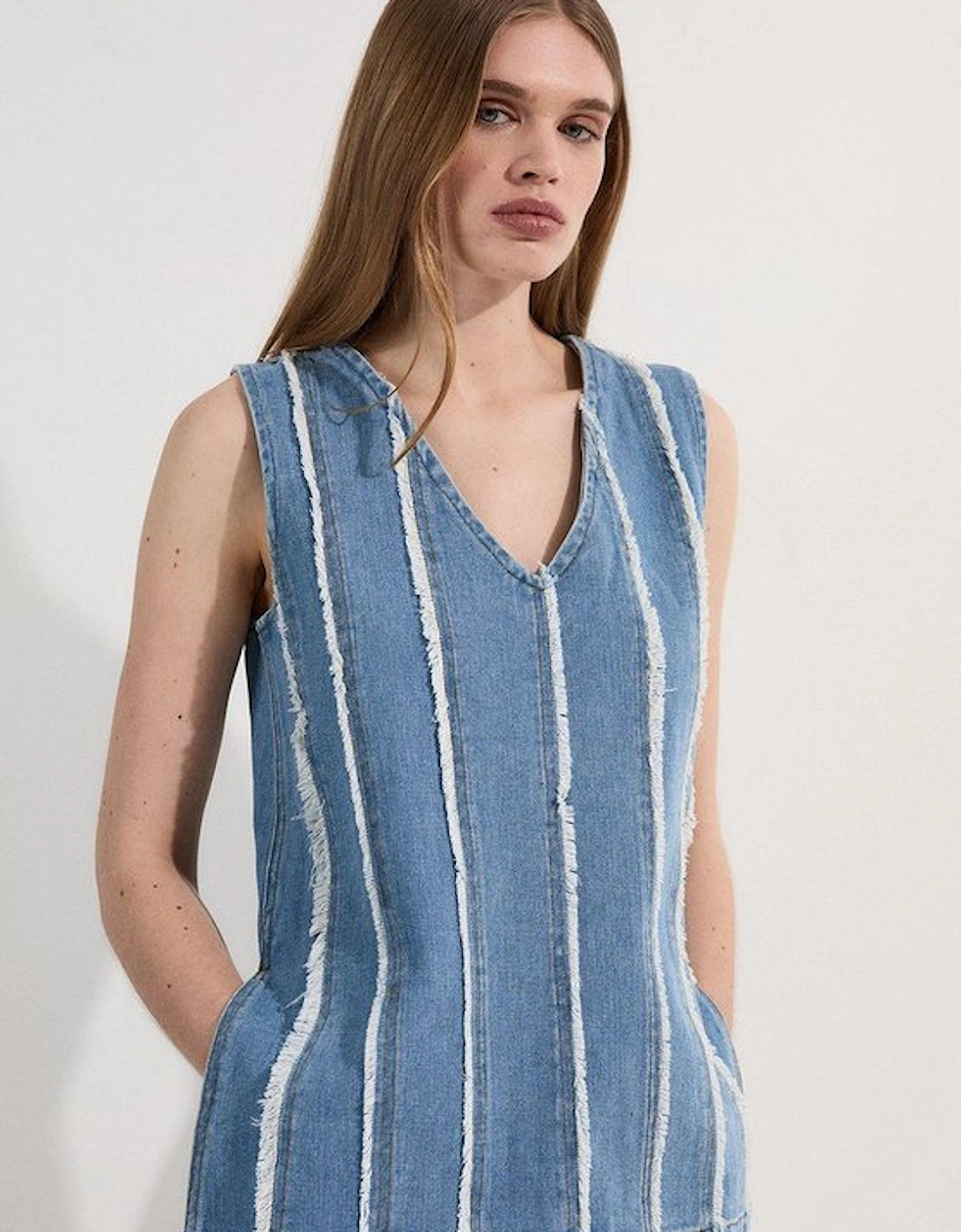 Denim Tassel Detail Longline Top, 5 of 4