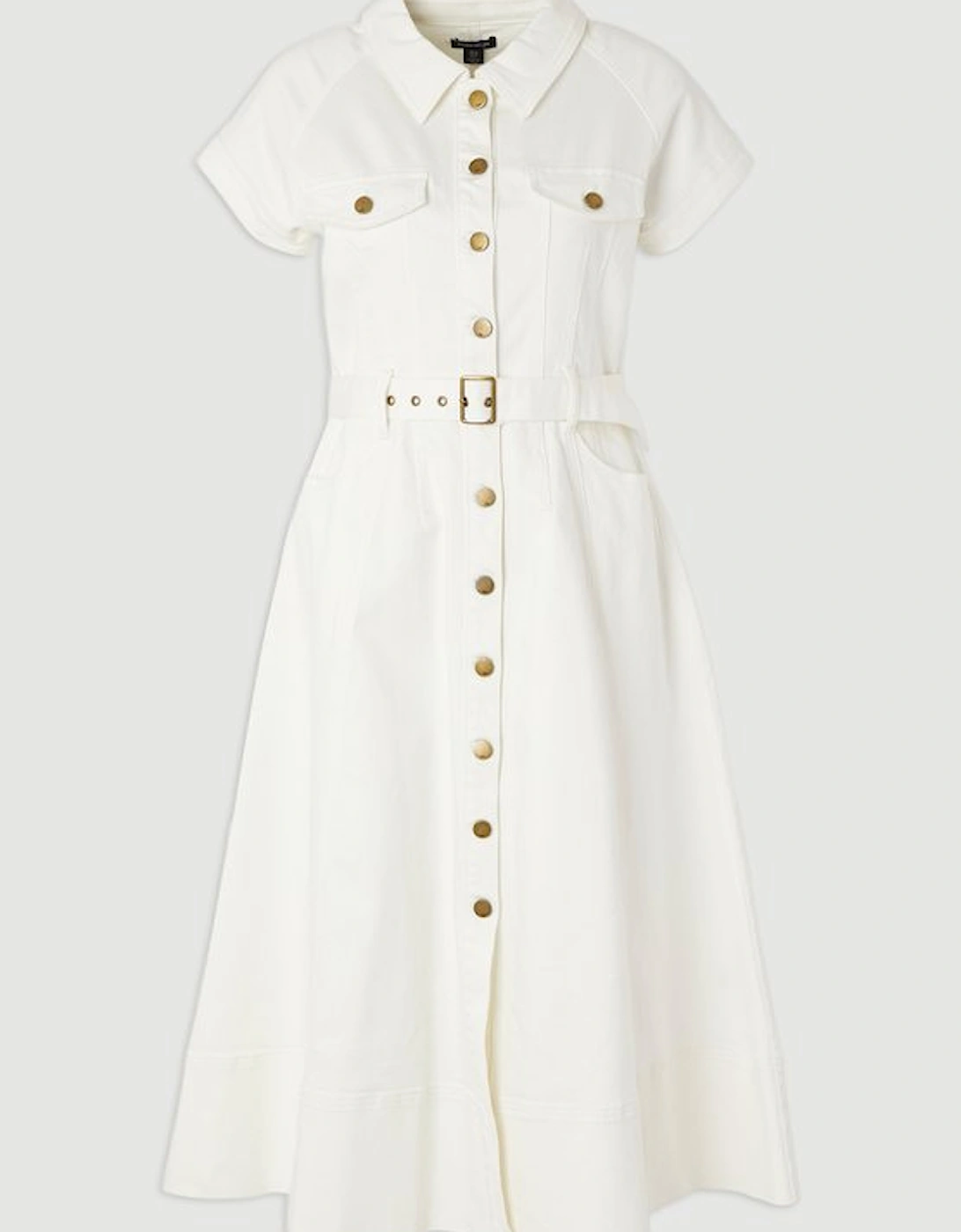 Denim Corset Waist Detail Full Midi Dress