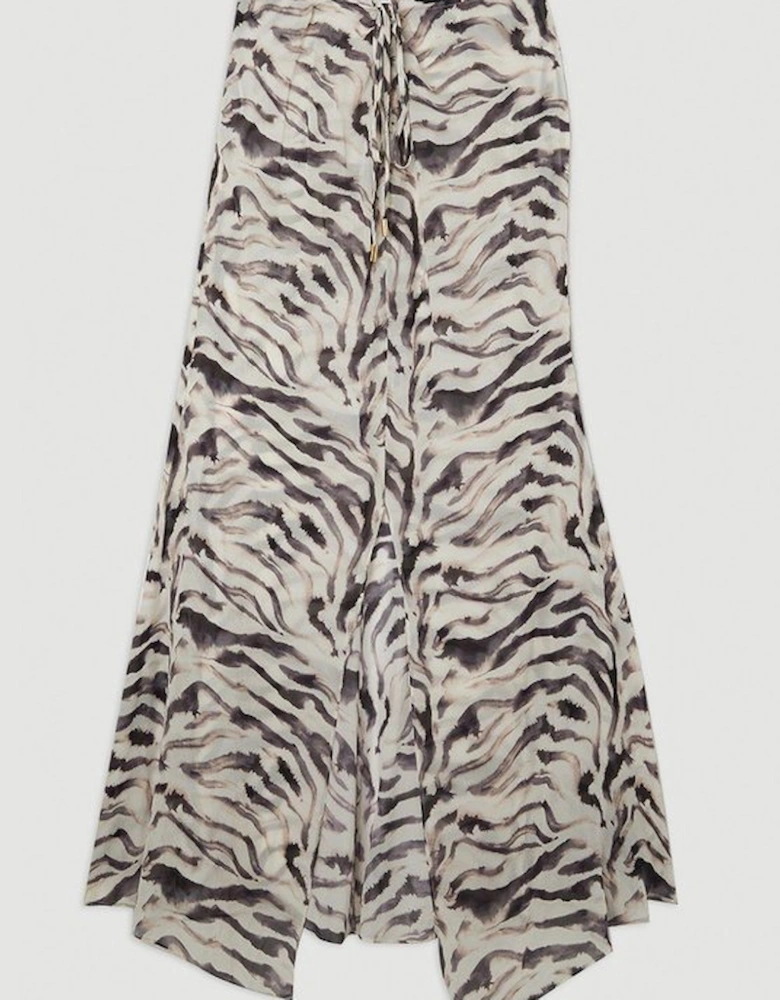 Animal Print Ruched Beach Skirt