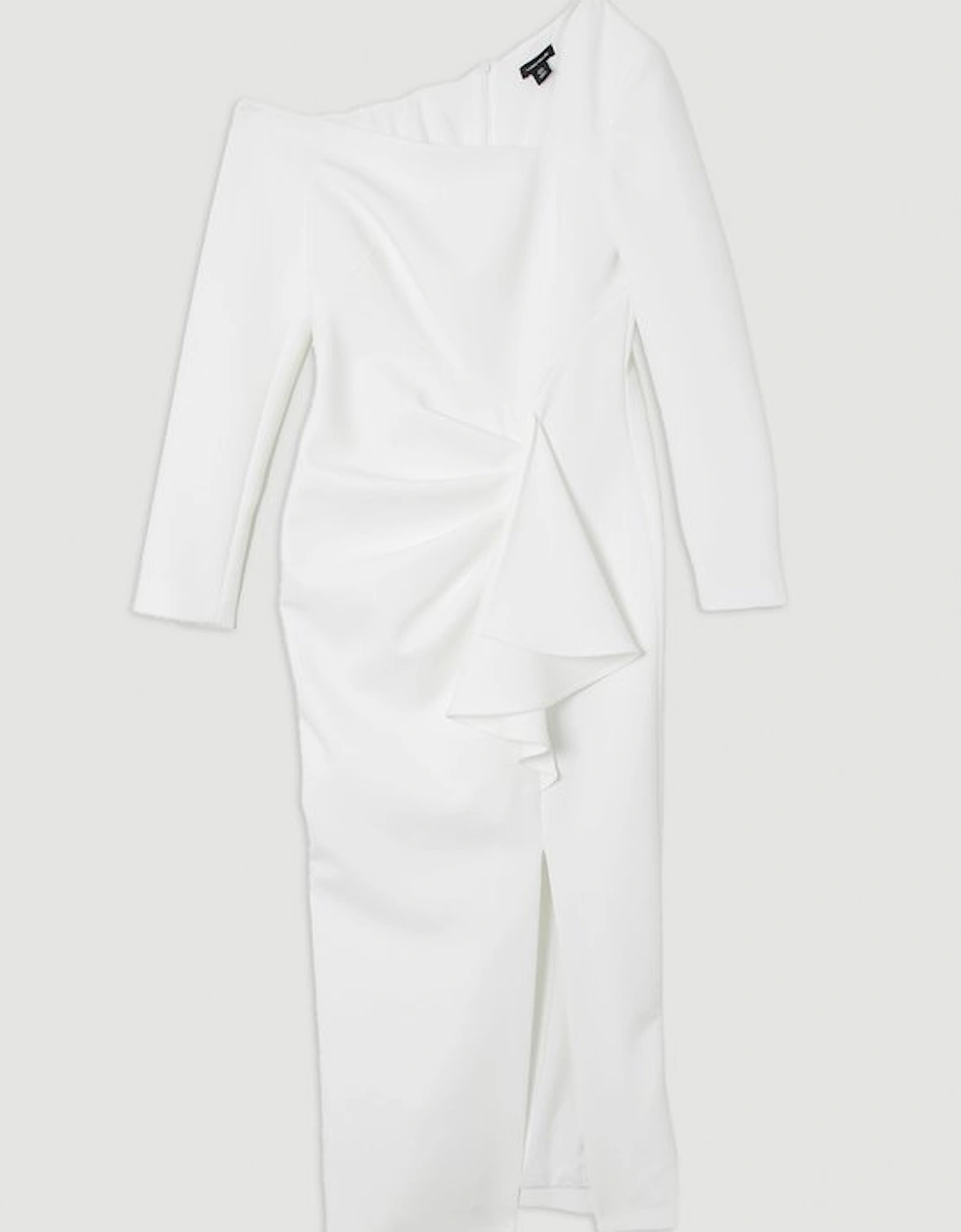 Clean Tailored Asymmetric Neckline Draped Midi Dress