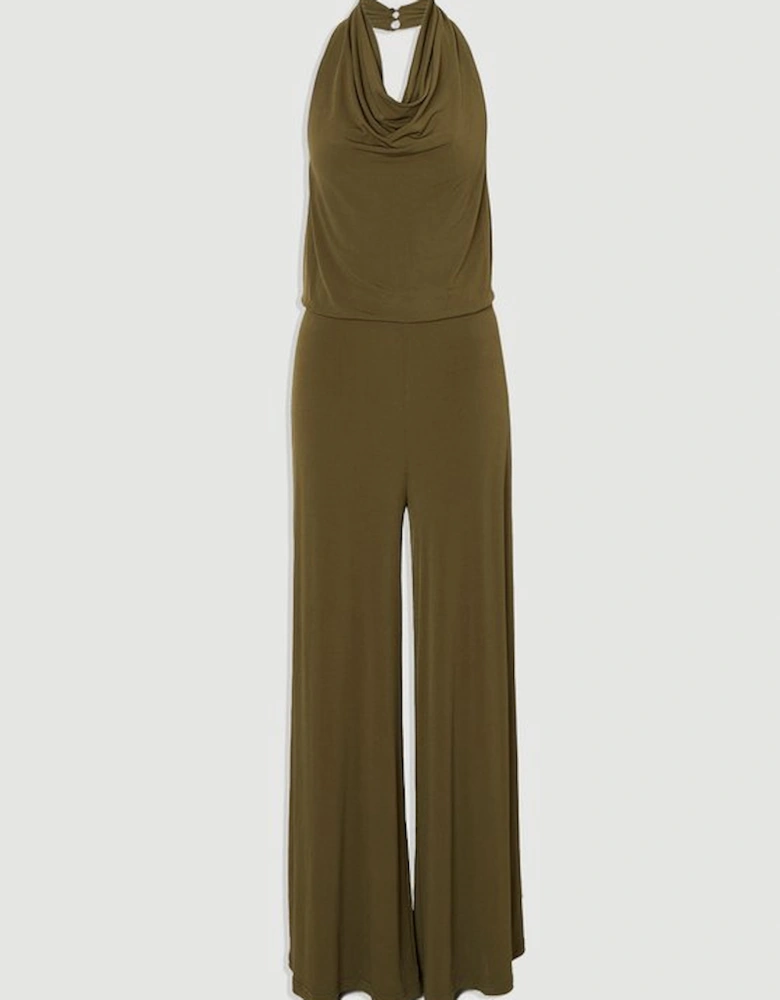 Halter Neck Jersey Crepe Jumpsuit