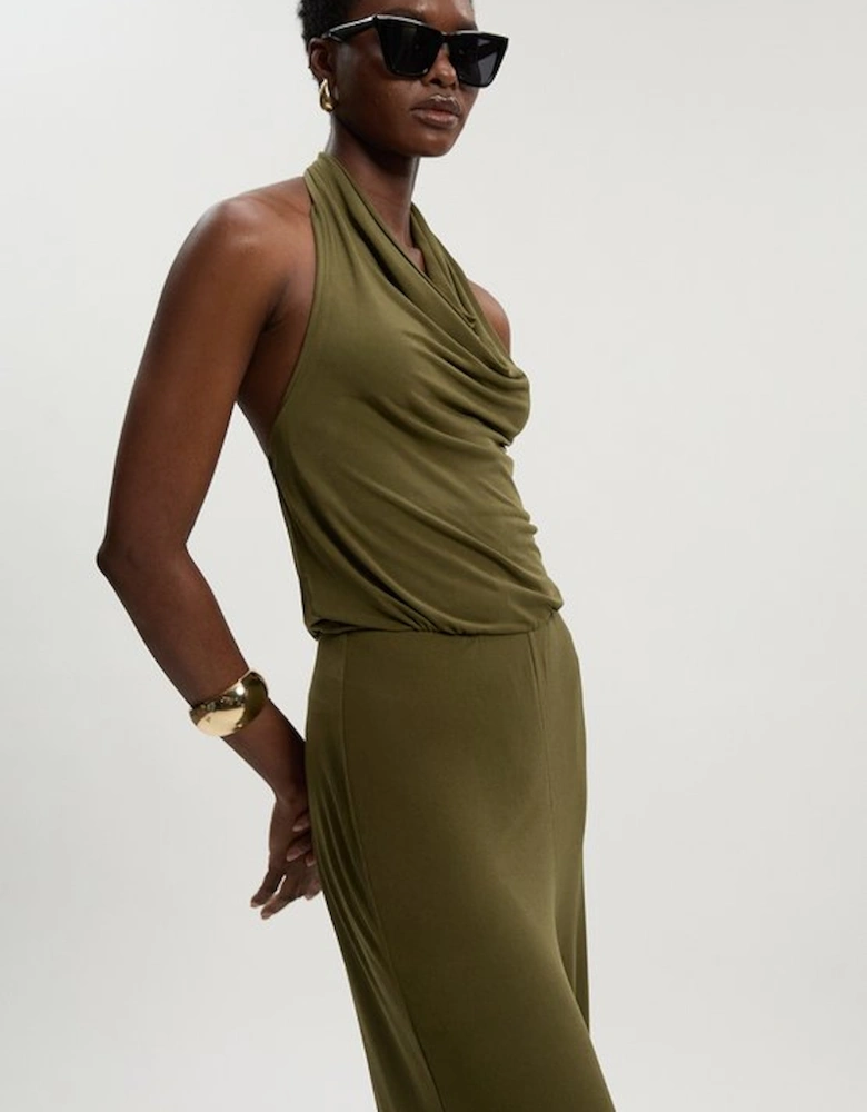 Halter Neck Jersey Crepe Jumpsuit