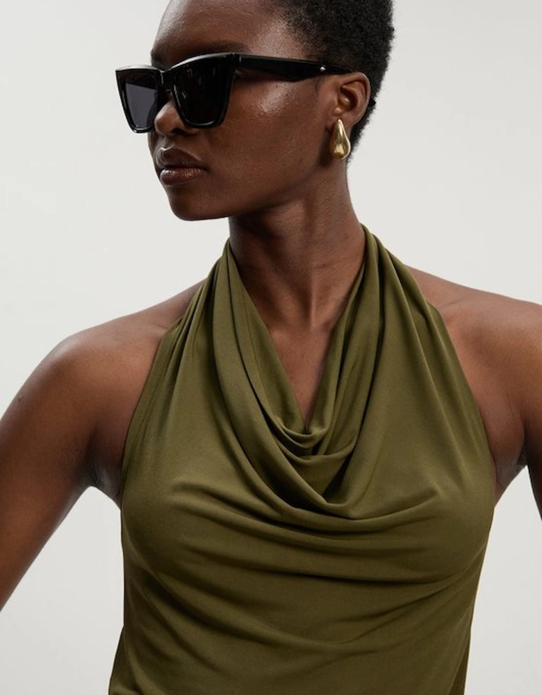 Halter Neck Jersey Crepe Jumpsuit