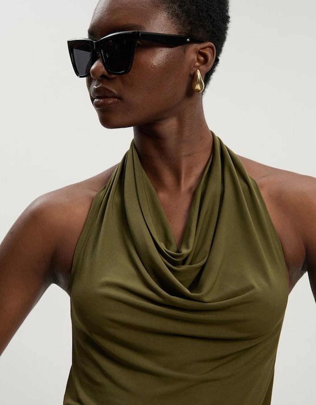 Halter Neck Jersey Crepe Jumpsuit