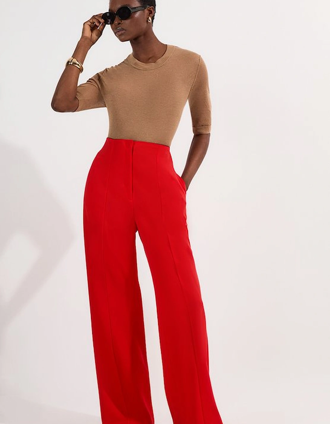Tailored Drape High Waist Wide Leg Trousers, 5 of 4