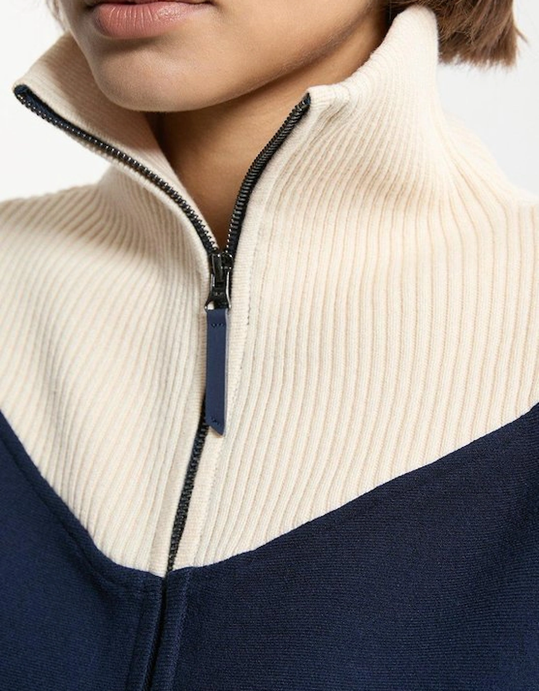 Zip Through Collared Knit Poncho