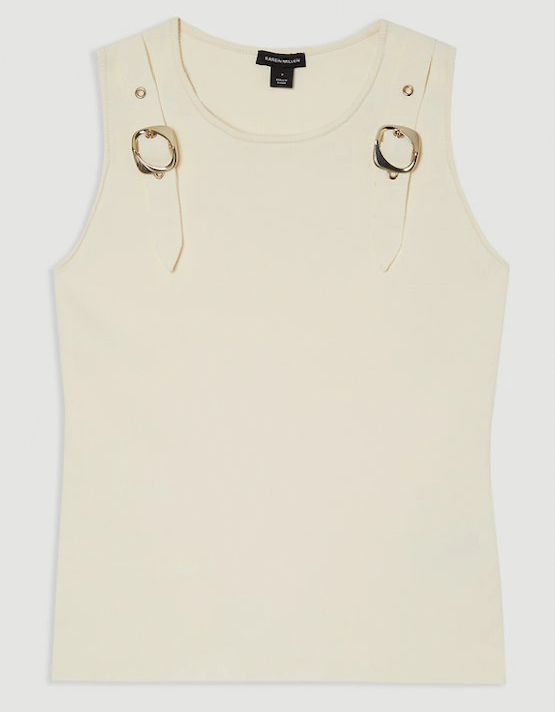 Plus Size Buckle Trim Knitted Top