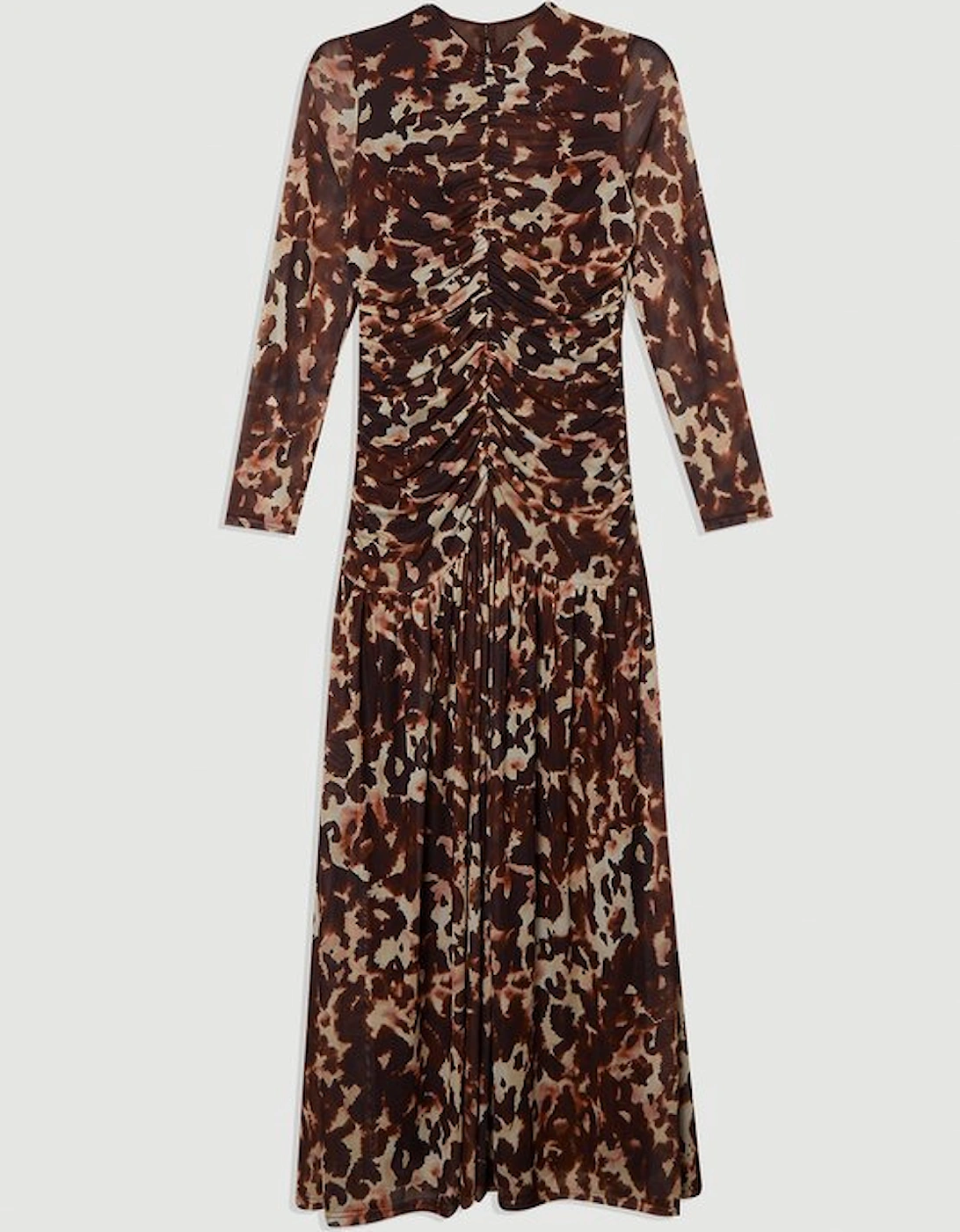 Plus Size Leopard Print Mesh Maxi Dress
