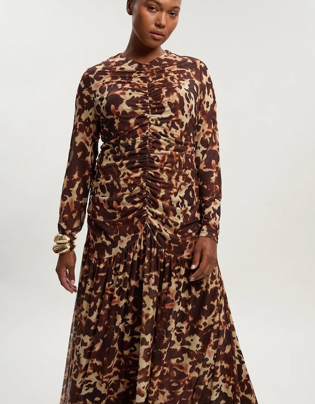 Plus Size Leopard Print Mesh Maxi Dress, 5 of 4
