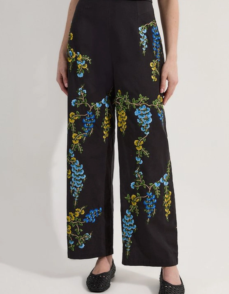 Tall Floral Embroidered Woven Trouser