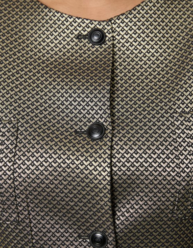 Plus Size Geo Jacquard Tailored Jacket