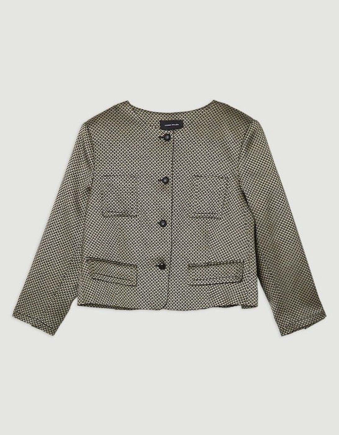 Plus Size Geo Jacquard Tailored Jacket