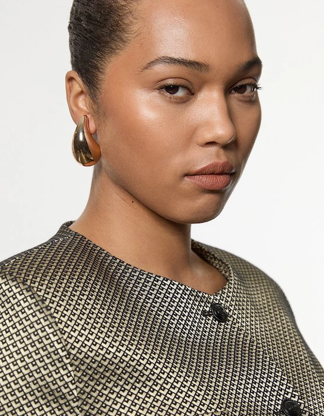Plus Size Geo Jacquard Tailored Jacket