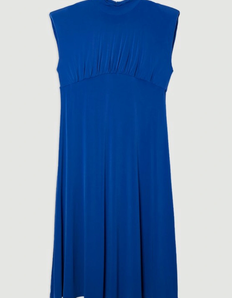 Plus Size Drapey Crepe Jersey Corset Detail Maxi Dress