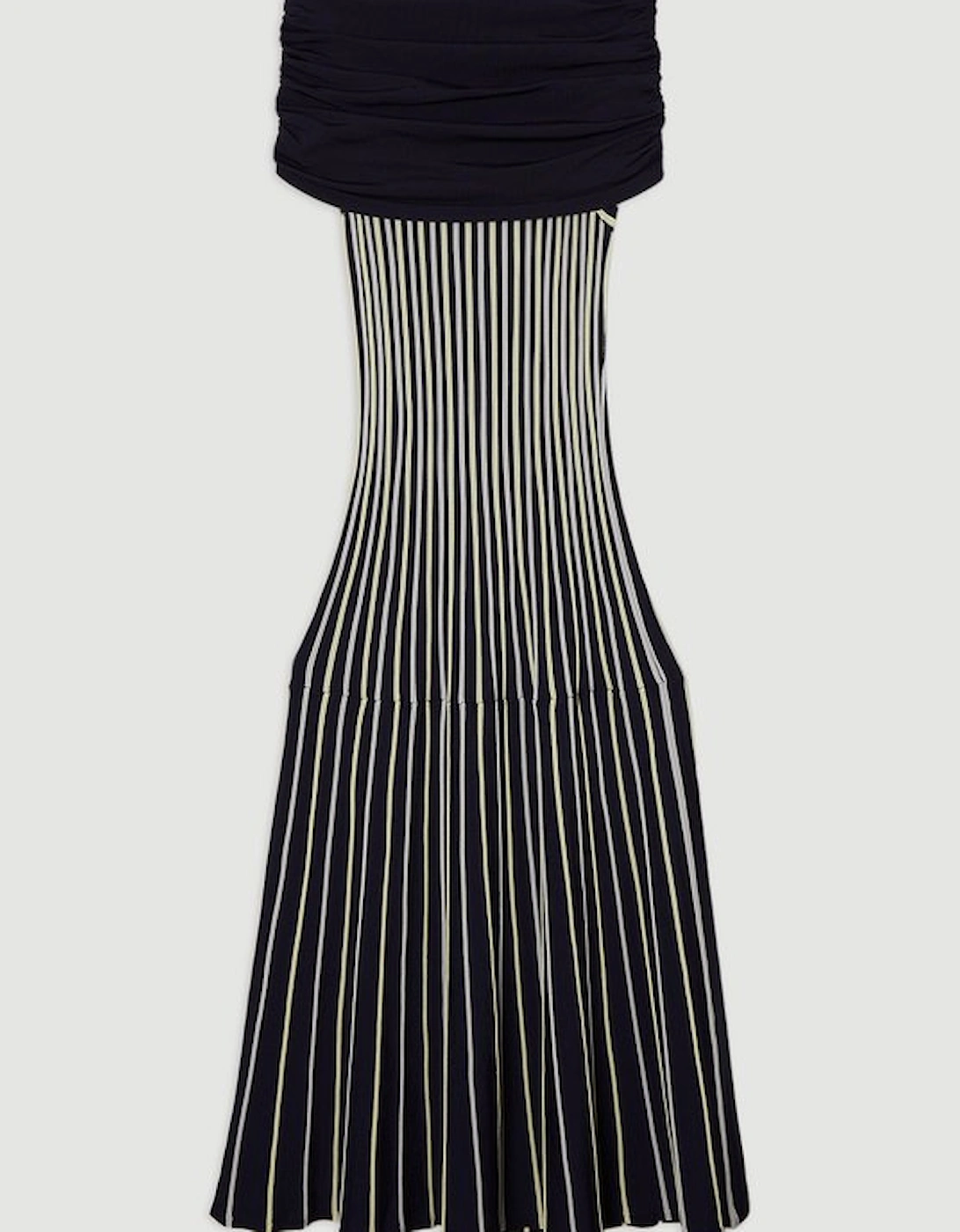 Striped Bardot Knitted Maxi Dress