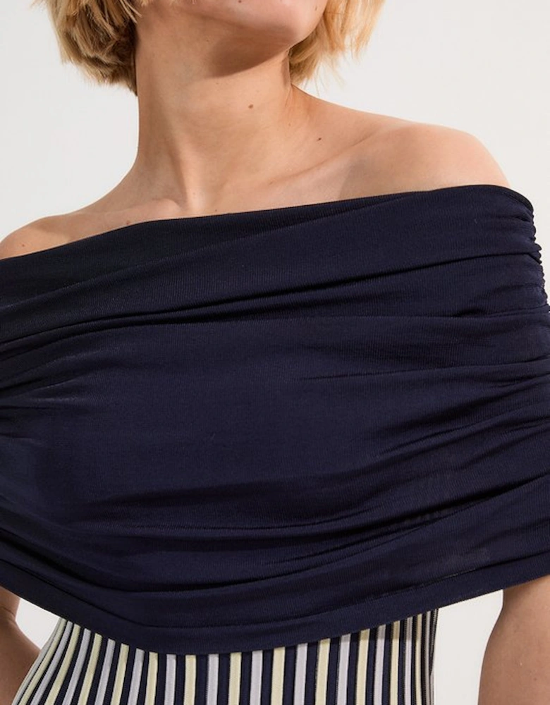 Striped Bardot Knitted Maxi Dress
