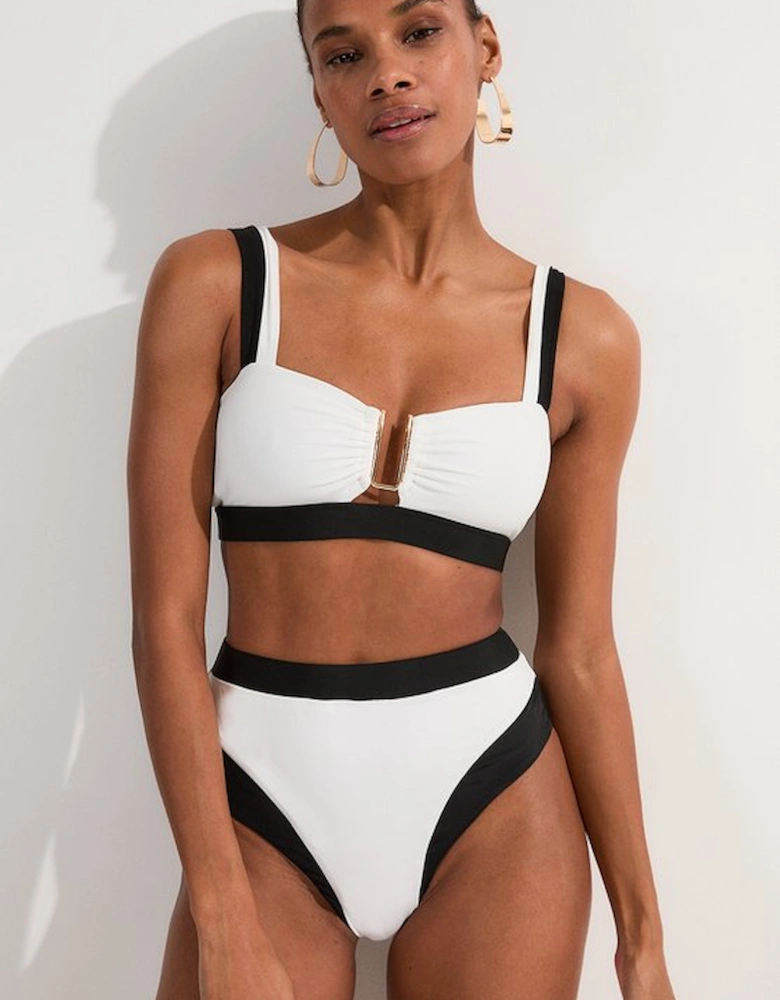 Contrast Trim High Cut Bikini Bottom