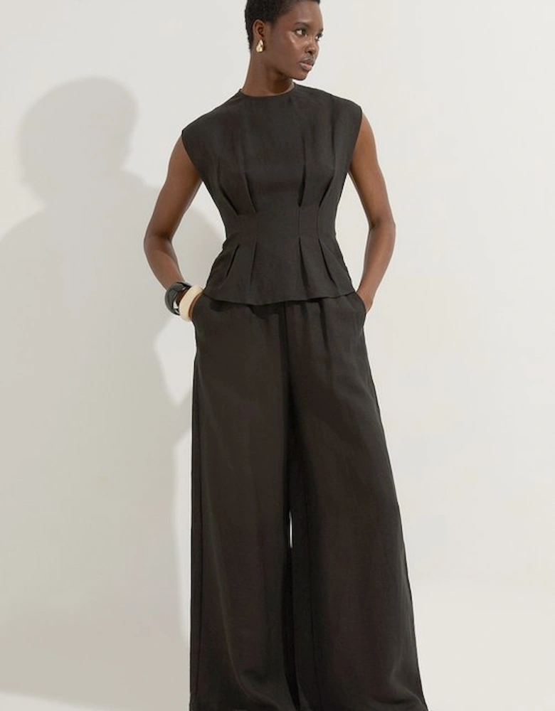 Viscose Linen Pintuck Woven Top
