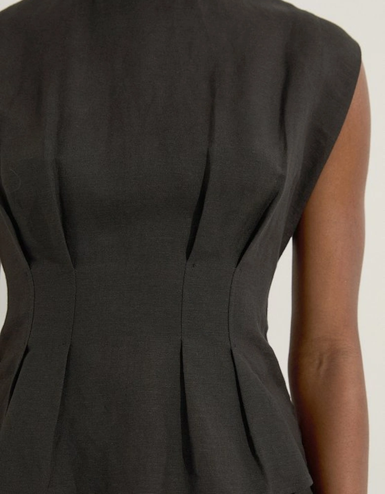 Viscose Linen Pintuck Woven Top