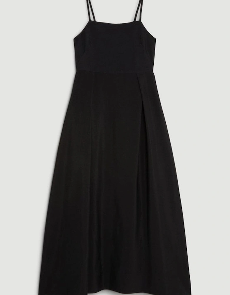 Polished Viscose Tailored Full Skirt Midi Dress